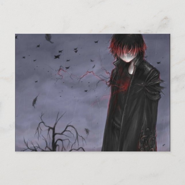 Goth Anime Guy Postcard Vykort (Framsida)