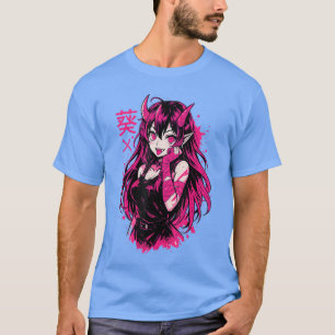 Goth Anime Waifu Kawaii Manga Flicka Kuslig Skräck T Shirt