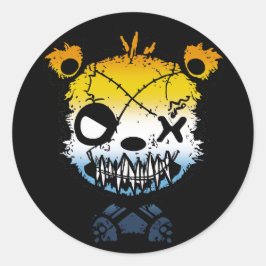 Goth AroAce Pride Flagga Färgad Bear Runt Klistermärke