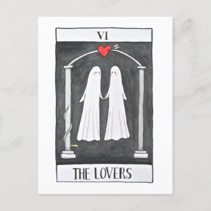 Goth Art Tarot Älskare Cute Ghost-par Graphic Vykort