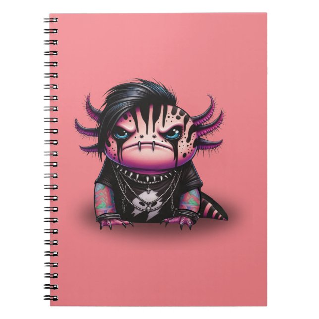 Goth Axolotl Notebook, Punk Sten Axolotl Anteckningsbok (Framsidan)
