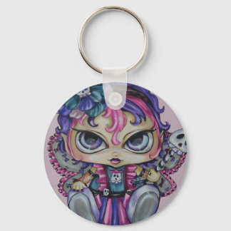 Goth Baby Fae Skull Big Eyed Fantasy Art Keychain Nyckelring