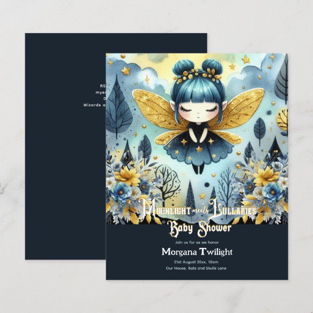 Goth Baby Shower Cute Girl Moonlight Lullabies (Fram/baksida)