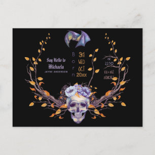 GOTH Baby Stats Arrival Announcement Halloween Vykort