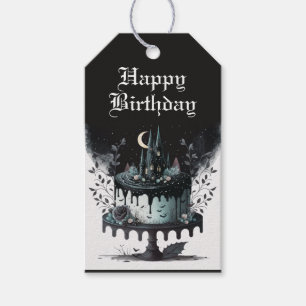 Goth Birthday Gift Märkres - Castle Birthday Cake Presentetikett