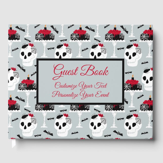 Goth Birthday Studenten Skeleton Spider Cake Gästböcker (Framsida)