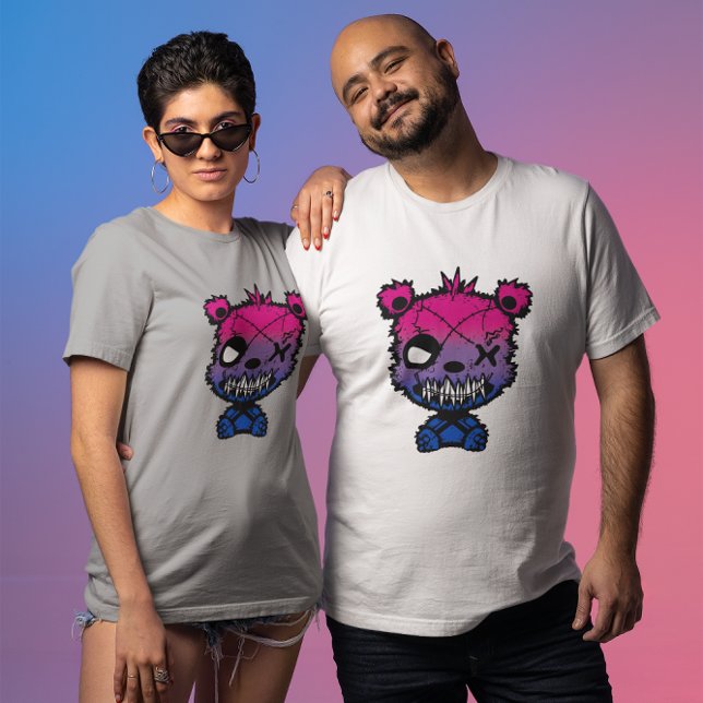 Goth Bisexuell Stolthetsflagga Färgad Björn T Shirt (Skapare uppladdad)