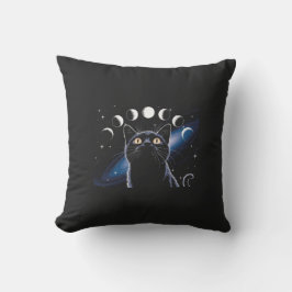 Goth Black Cat, Goth Gift, Witching Hour Black Cat Kudde