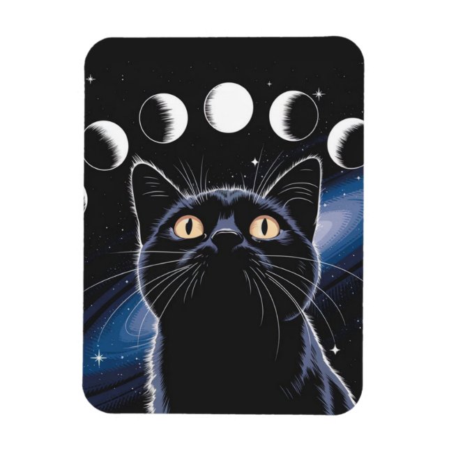 Goth Black Cat, Goth Gift, Witching Hour Black Cat Magnet (Vertikal)
