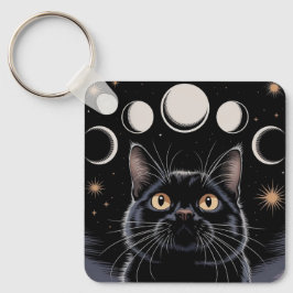 Goth Black Cat, Goth Gift, Witching Hour Black Cat Nyckelring