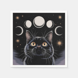 Goth Black Cat, Goth Gift, Witching Hour Black Cat Pappersservett