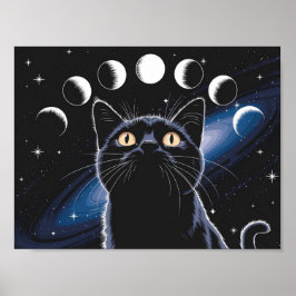 Goth Black Cat, Goth Gift, Witching Hour Black Cat Poster