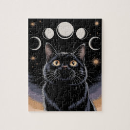 Goth Black Cat, Goth Gift, Witching Hour Black Cat Pussel