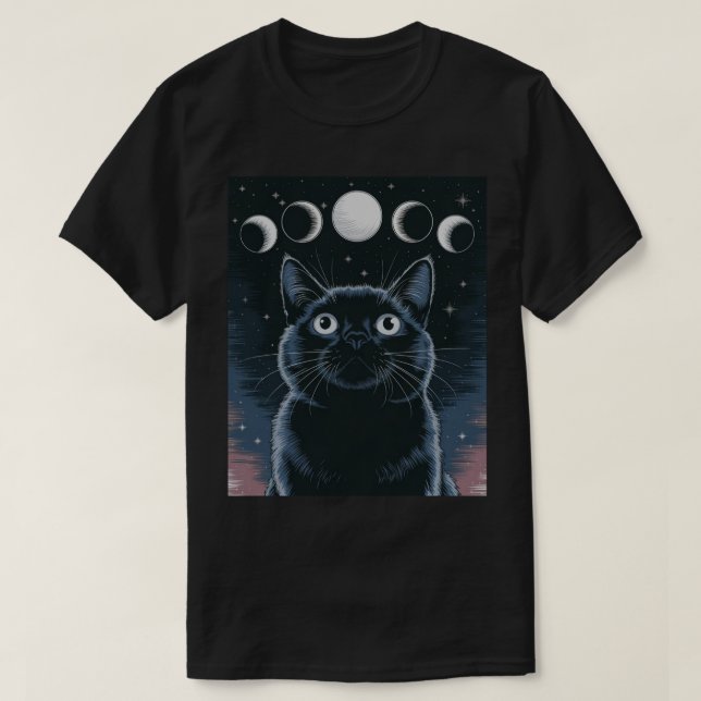 Goth Black Cat, Goth Gift, Witching Hour Black Cat T Shirt (Design framsida)