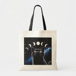 Goth Black Cat, Goth Gift, Witching Hour Black Cat Tygkasse