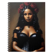 Goth Black Girl Röd ros Painting