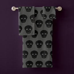 Goth Black Grått Skull Mönster