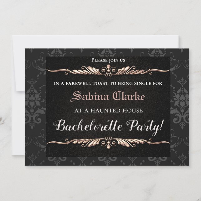 Goth Black & Guld Chic Bachelorette Party Inbjudan (Framsida)