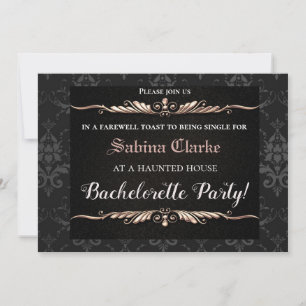 Goth Black & Guld Chic Bachelorette Party Inbjudan