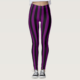 Goth Black Lila Lodrät Wide Rand Leggings