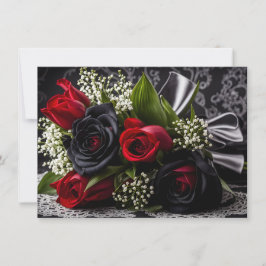 Goth Black och Röd ros Bouquet Valentine Julkort