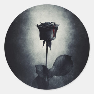 Goth Black Ro-droppblodet Macabre Runt Klistermärke