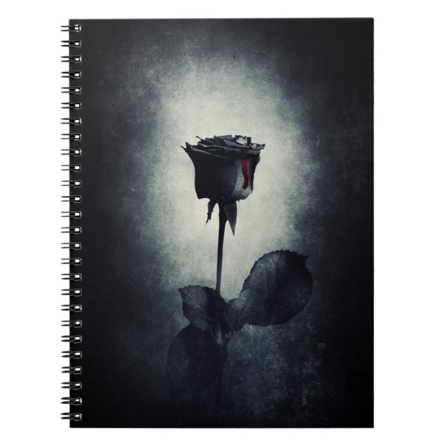 Goth Black Ro-droppblodet på Black Grunge Anteckningsbok (Framsidan)