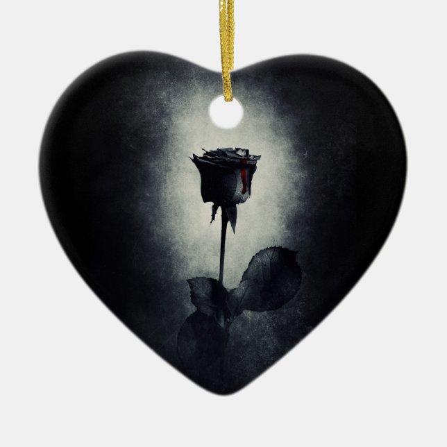 Goth Black Ro-droppning Blood Macabre Bröllop Julgransprydnad Keramik (Framsidan)