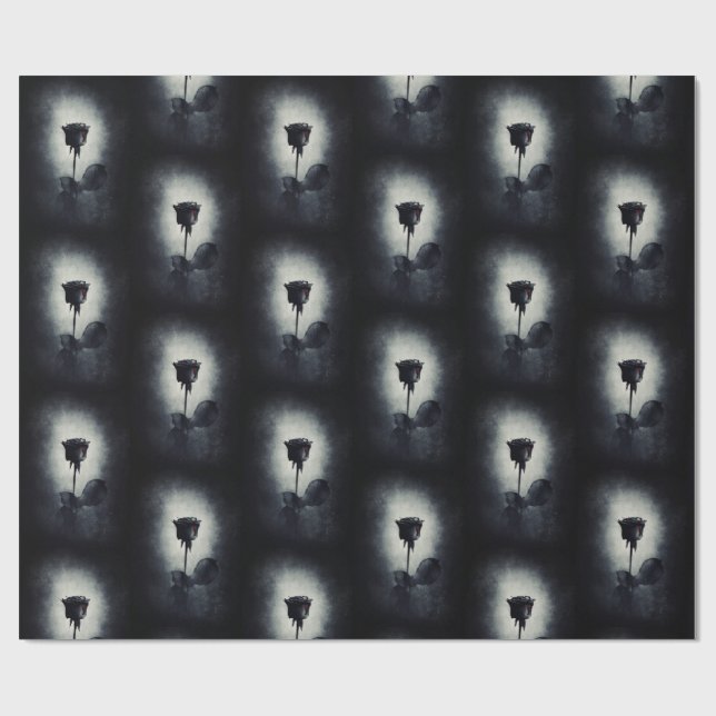 Goth Black Ro-droppning Blood Macabre Mönster Presentpapper (Platt)