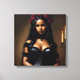 Goth Black Röd ros Art Canvastryck