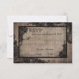 Goth Black Snöre Rustic Burlap OSA kort