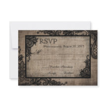 Goth Black Snöre Rustic Burlap OSA kort