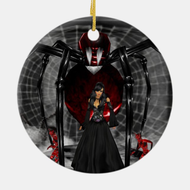 Goth Black Spider Round Ornament (Baksidan)