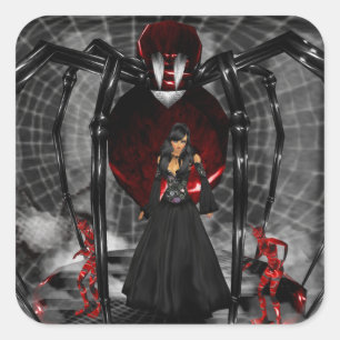 Goth Black Spider Stickers Fyrkantigt Klistermärke