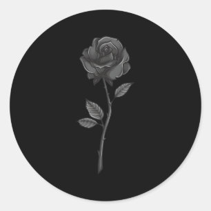 Goth Blommigt Black Ro Flower Runt Klistermärke
