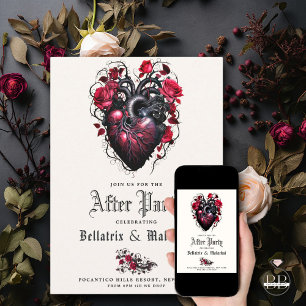 Goth Blommigt Heart Crimson Cherry After Party Spara Datumet