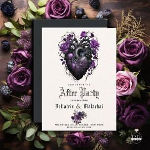 Goth Blommigt Heart Deep Amethyst Lila After Party Tilläggskort