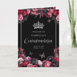 Goth Blommigt Quinceanera Princess Padrinos Event Program