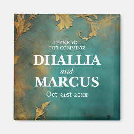 Goth Blommigt Teal och Guld Magnet