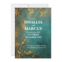 Goth Blommigt Teal och Guld