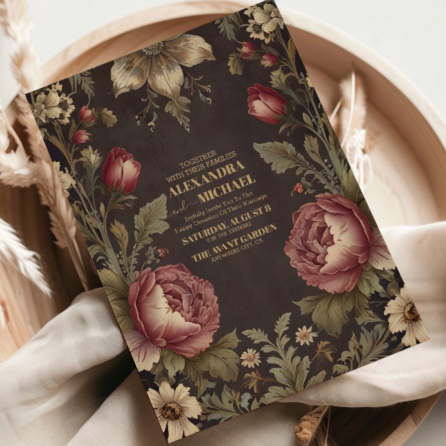 Goth Blommigt Victorian Bröllop Inbjudningar (Skapare uppladdad)