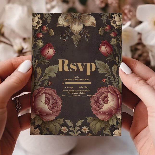 Goth Blommigt Victorian Bröllop OSA Kort (Skapare uppladdad)