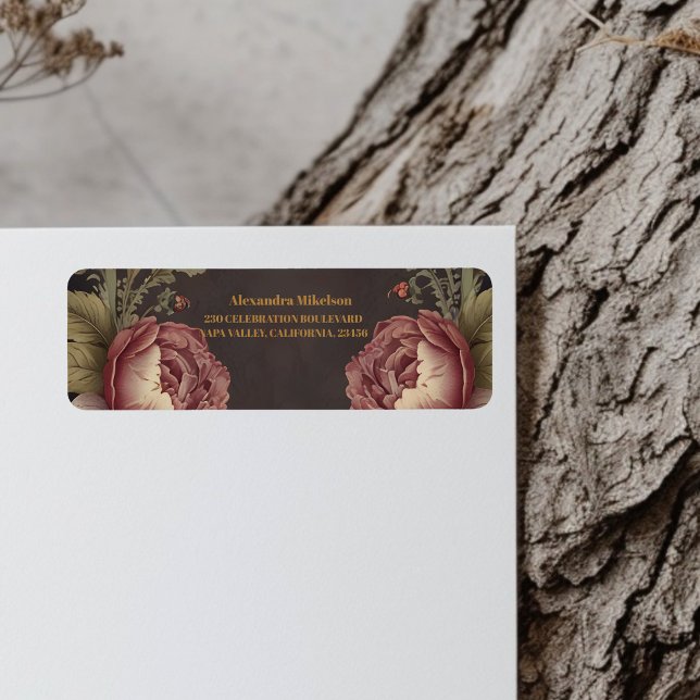 Goth Blommigt Victorian Möhippa Returadress Etikett (Skapare uppladdad)
