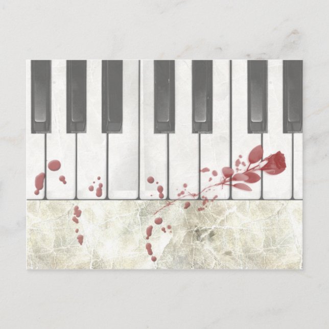 Goth Bloodfläcked Piano Nycklar vycard Vykort (Framsida)
