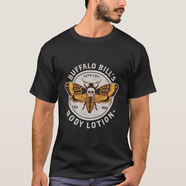 Goth Body Lotion Deaths Head Moth Distress Horro T Shirt (Framsida)