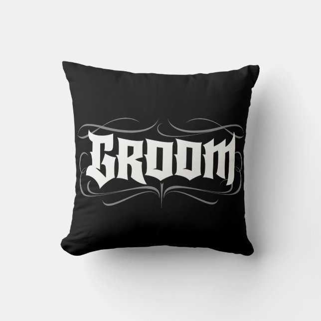 Goth Bride Groom Together Lettering Honeymoon Kudde (Framsida)