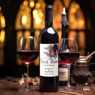 Goth Bröllop Fresh Blood Red Vin Vinflaska Etikett