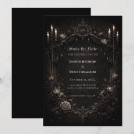 Goth bröllop halloween spara datum inbjudan