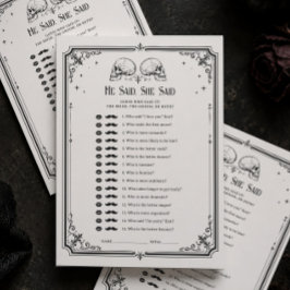 Goth Bröllopsdusch Han Sa Hon Sa Spelkort Inbjudningar