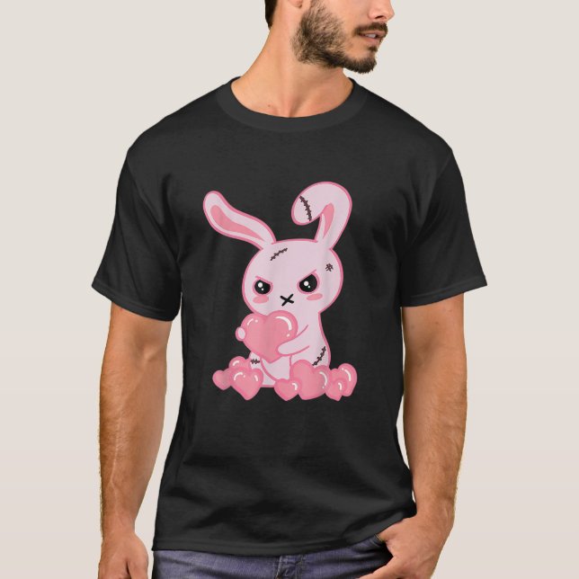 Goth Bunny Cute Creepy Emo Clothes Kawaii Bunny T Shirt (Framsida)